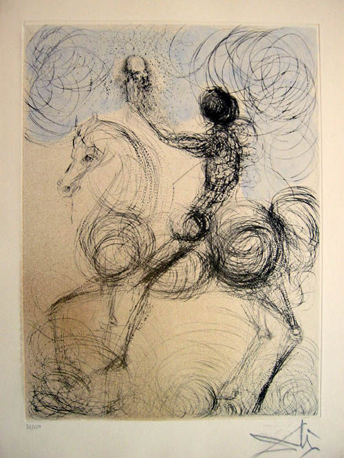 Salvador Dali - Venus in Furs suite - Cavalier et la Mort (Knight and Death) - 1968/1969 Signed Etching